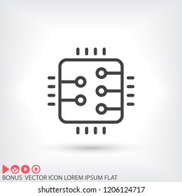 Microchip line icon vector