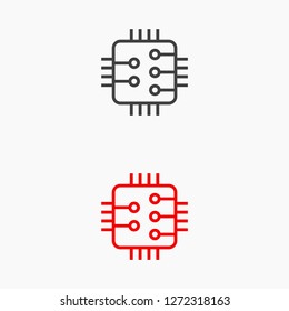 Microchip line icon vector