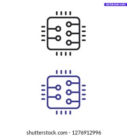 Microchip line icon vector