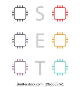 Microchip line icon vector