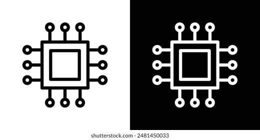 Conjunto de Ilustración vectorial de iconos de línea de microchip.