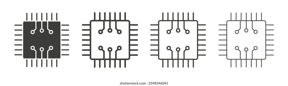 Microchip line icon vector illustration set.