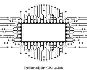 Microchip line technology and abstract background. Vector Illustration