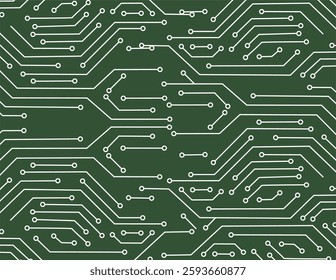 Microchip line technology and space abstract background. Seamless pattern with Circuit board. Electronics board, high-tech technology background texture. motherboard component background vector.