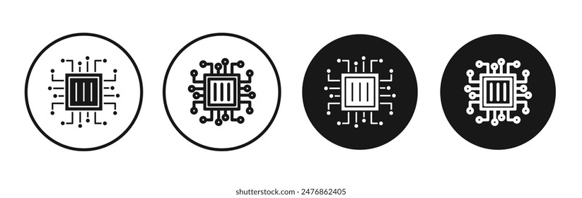 Microchip line vector icon set.
