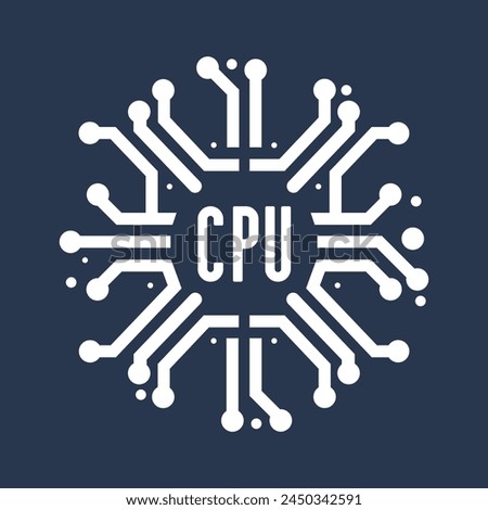 Microchip logo icon. CPU, Central processing unit, computer processor, chip symbol. Abstract technology logo. Vector illustration