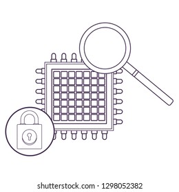 microchip with magnifying glass