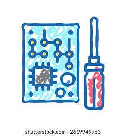 microchip make geek doodle icon sketch vector. microchip make geek sign. isolated symbol illustration