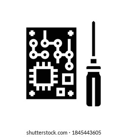 microchip hace un vector de icono de glifo geek. microchip hace señal geek. símbolo de contorno aislado ilustración negra