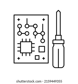 microchip make geek line icon vector. microchip make geek sign. isolated contour symbol black illustration
