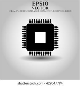 microchip microprocessor icon vector symbol flat eps