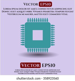 Microchip, microprocessor vector icon or symbol