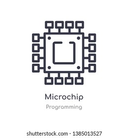 microchip outline icon. isolated line vector illustration from programming collection. editable thin stroke microchip icon on white background