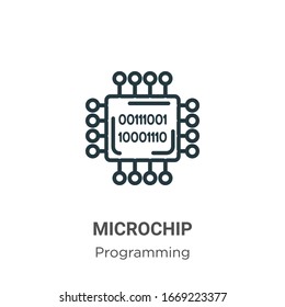 Microchip outline vector icon. Thin line black microchip icon, flat vector simple element illustration from editable programming concept isolated stroke on white background