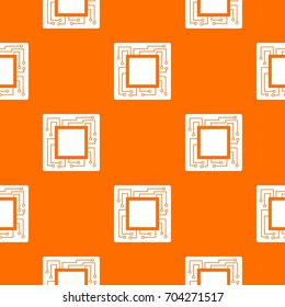 Microchip pattern repeat seamless in orange color for any design. Vector geometric illustration