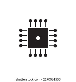 Microchip PC CPU Processor Black Icon Vector