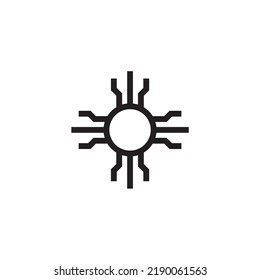 Microchip PC CPU Processor Black Icon Vector