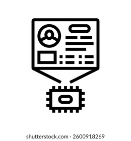 microchip with personalized data line icon vector. microchip with personalized data sign. isolated contour symbol black illustration