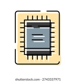 Microchip with pins illustration symbolizing central processing unit, computing power, and modern electronics, perfect for concepts of digital innovation and advanced technology