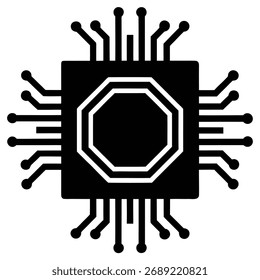Design vetorial abstrato do processador de microchip para o conceito de tecnologia e computação