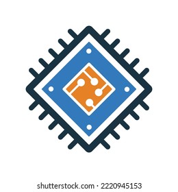 Microchip, processor, chip icon design.