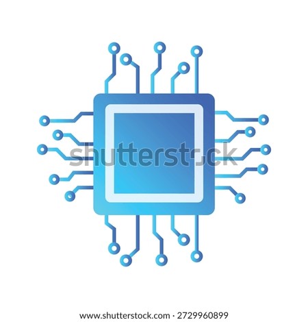 Microchip processor icon for computer technology and semiconductor design, vector illustration.