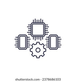 microchip production line icon on white