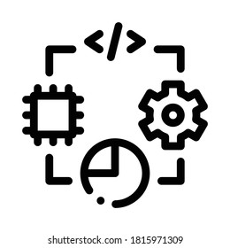 microchip programming code mechanical gear and infographic icon vector. microchip programming code mechanical gear and infographic sign. isolated contour symbol illustration
