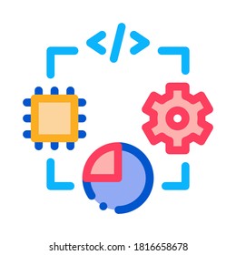 microchip programming code mechanical gear and infographic icon vector. microchip programming code mechanical gear and infographic sign. isolated contour symbol illustration
