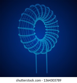 Microchip quantum processor, micro-processor with board electronic CPU wireframe low poly mesh vector illustration