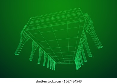 Microchip quantum processor, micro-processor with board electronic CPU wireframe low poly mesh vector illustration