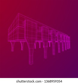 Microchip quantum processor, micro-processor with board electronic CPU wireframe low poly mesh vector illustration