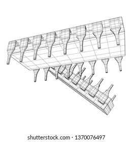 Microchip quantum processor, micro-processor with board electronic CPU wireframe low poly mesh vector illustration