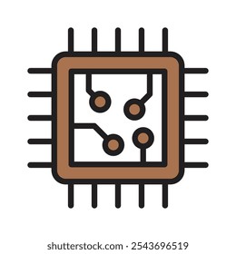 A microchip representing processing and computing in electronic devices.