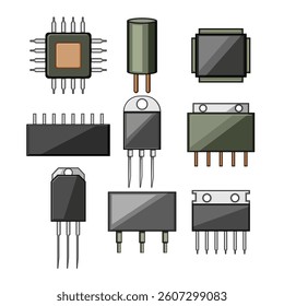 microchip set cartoon. stainless steel, spout handle, barista latte microchip sign. isolated symbol vector illustration
