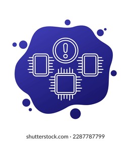 ícono de vector de escasez de suministro de microchip con chips