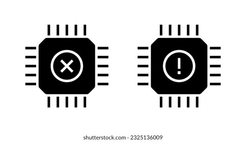 Microchip liefert Knappheit Vektorsymbol-Set. Chip-Fehlersymbol