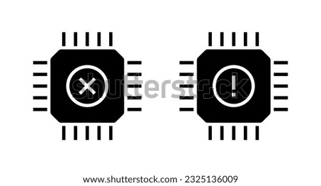Microchip supply shortage vector icon set. Chip  error symbol