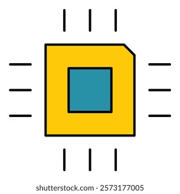 Microchip Technology Circuit Flat Icon Isolated On White Background