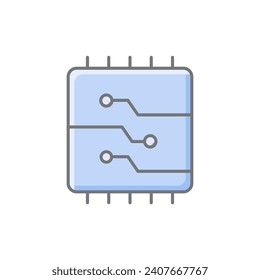 Microchip Technology and Computing awesome lineal color icon, color outline icon, vector, pixel perfect icon svg