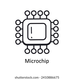 Microchip vector filled outline doodle Design illustration. Symbol on White background EPS 10 File