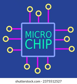 Microchip vector icon with blue background svg