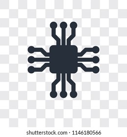 Microchip vector icon isolated on transparent background, Microchip logo concept