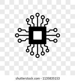 Microchip Vector Icon On Transparent Background, Microchip Icon