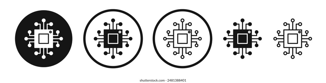 Microchip vector icon set in black and white color.