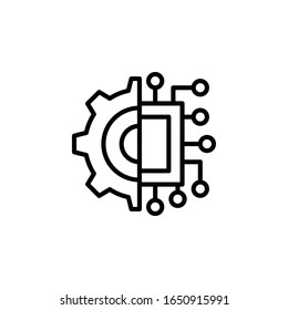 Icono de contorno de ilustración de vector de microchip. Tecnología de la información EPS 10