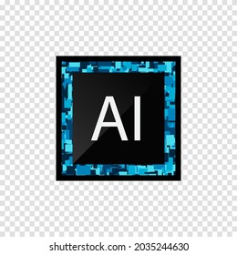 Microchip Vector Isolated. AI Learning and Artificial Intelligence Concept. Vector illustration