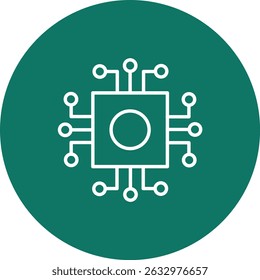 Microchip Vector Line Circle Icon Design