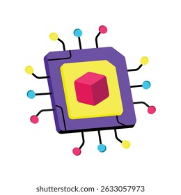 Microchip Vector style icon. Eps 10 file