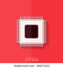 Microchip web icon. Flat design.